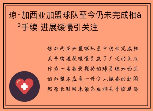 琼·加西亚加盟球队至今仍未完成相关手续 进展缓慢引关注